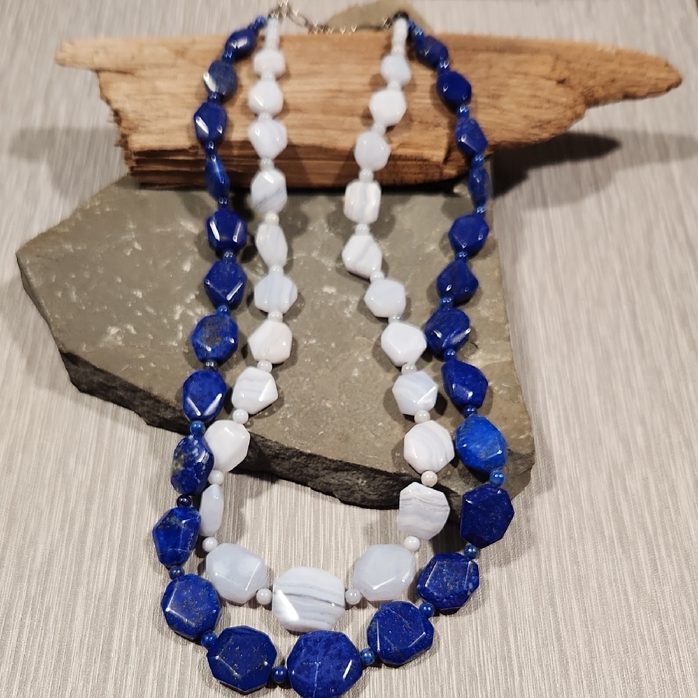 JAY KING LAPIZ LAZULI AND BLUE LACE AGATE STERLING SILVER CLASP